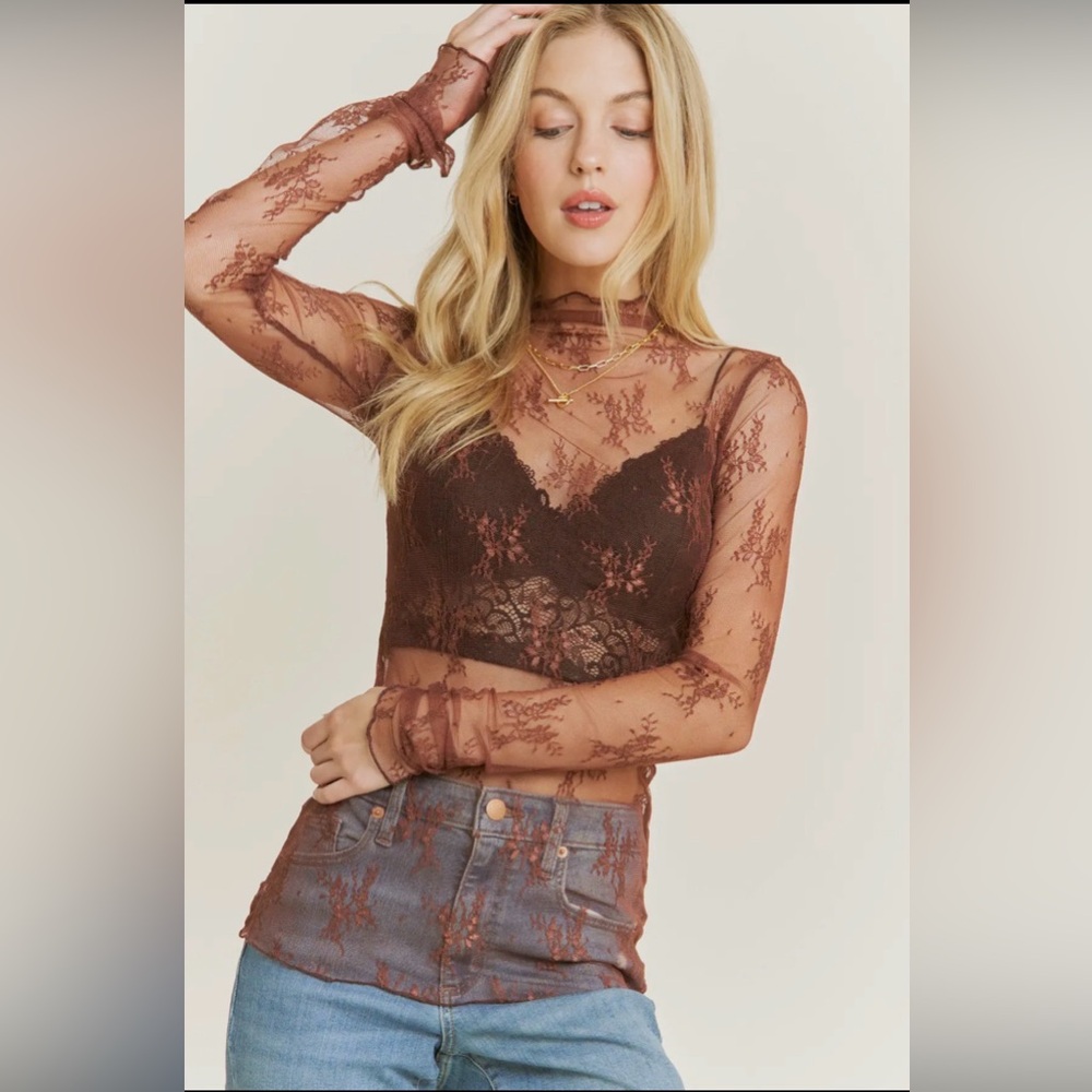 Brown Lace Undershirt - Picture 2 of 3
